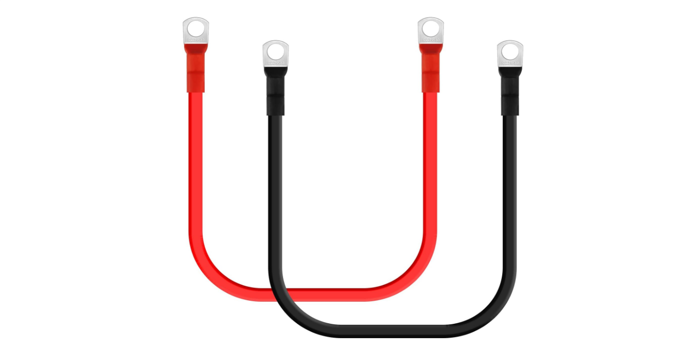DFT2AWG Battery Cable with 5/16' Lug Terminals 12inch Cables Set Tinned Copper Battery Inverter Cable for Car, Truck, RV, Solar