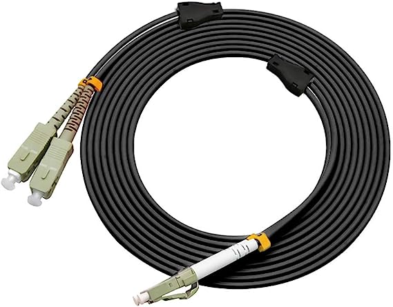 100Meters 328ft LC to SC 10/40/100Gbs OM4 Outdoor Armored Duplex Fiber Optic Cable Jumper Optical Patch Cord Multimode 50/125 100M LC-SC