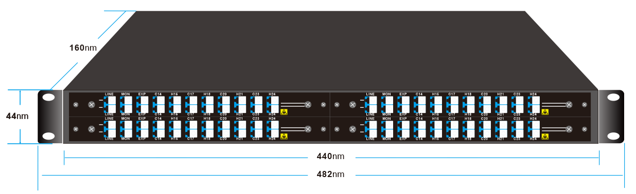 150GHz 8CH DWDM MUX DEMUX C50-H60(1537.397nm-1529.163nm) with Monitor Port,LC/UPC,LGX Box, and 4 Slots 1U Rack(副本)(副本)(副本)