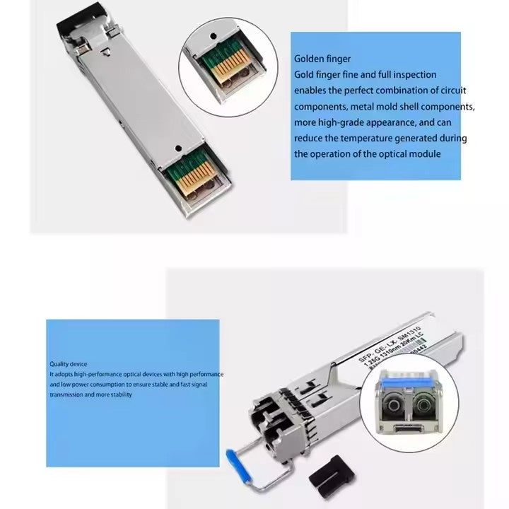 DFTTELECOM 10G SFP+ 20km 1310/1270nm LC Connector Optical Transceiver Module OEM Manufacturer 10gb FP BIDI ModuleCompatible with any Switch Router Server