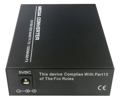 Unmanaged 1x 10/100/1000Base-T RJ45 to 1x 100/1000Base-X SFP Slot Gigabit Ethernet Media Converter, American Plug Standard