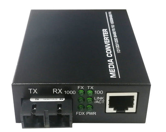 Unmanaged 1x 10/100/1000Base-T RJ45 to 1x 100/1000Base-X SFP Slot Gigabit Ethernet Media Converter, American Plug Standard