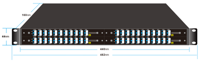 150GHz 8CH DWDM MUX DEMUX C14-H24(1566.314nm-1557.768nm) with Monitor Port，LC/UPC,LGX Box, and 4 Slots 1U Rack